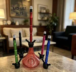 Cachimba de aluminio y vidrio de 75 cm con dos mangueras, moderna y portátil, para bar, viajes, regalo. - Product Image 3