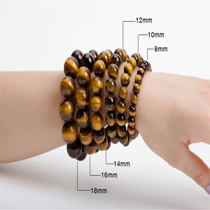 สร้อยข้อมือหินไทเกอร์อายธรรมชาติสำหรับผู้ชายและผู้หญิง เกรด AB+ สร้อยข้อมือลูกปัดคริสตัลอัญมณีธรรมชาติ ขนาด 4/6/8/10/12/14 มม. - Product Image 2