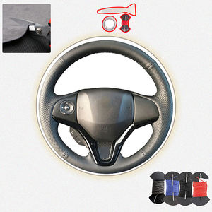 ที่หุ้มพวงมาลัยรถยนต์หนังไมโครไฟเบอร์หนังและหนังกลับสำหรับฮอนด้าฟิตซิตี้2014แจ๊ส2015 HRV HR-V 2016 VEZEL 2015-2017 - Product Image 2