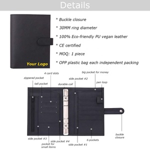 Yihe Meilleure Vente 8 Couleur <span class=keywords><strong>Litchi</strong></span> Cuir 30MM 6 Anneau A6 Budget Cash Binder Portefeuille Avec Cash Farce Enveloppes Disponibles - Product Image 5
