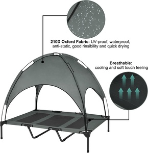 भारी बड़ा कुत्ता आउटडोर कैम्पिंग स्टील फ्रेम सांस लेने योग्य ऊंचा उठा हुआ खाट बिस्तर कुत्ता खाट चंदवा ऊंचा पालतू बिस्तर - Product Image 4