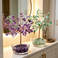 Ornements de luxe à prix avantageux, arbre en cristal Feng Shui naturel avec base en verre pour Noël