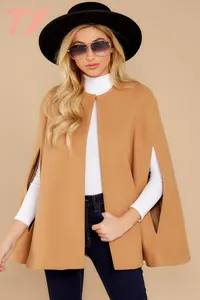 تصميم جديد الشتاء سميكة كيب كيب السترة المرأة الترفيه متوسطة طول معطف أنيقة معطف الرأس