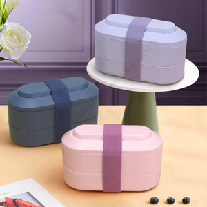 Caja de Sushi SYH708 al por Mayor con Doble Correa, Apta para Microondas, de Paja de Trigo, para Almuerzo de Estudiantes, Envase de Alimentos - Product Image 3