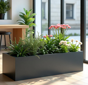 Jardinière rectangulaire en métal antirouille pour jardin personnalisée pot de fleurs carré en métal jardinière en acier galvanisé - Product Image 6