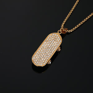 היפ הופ פרוס החוצה cz סקייטבורד בר עמיד למים ללא צבע נירוסטה תכשיטים תליון שרשראות mens זכר - Product Image 3