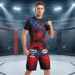 ชุดแรชการ์ด AERO MMA สีแดงดำ ลายซับลิเมชั่น โพลีเอสเตอร์/คอตตอน แบบไม่มีแขน สำหรับยิวยิตสู คาราเต้ ยูโด - Product Image 3