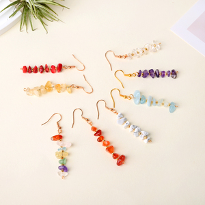Nouvelles boucles d'oreilles en cristal naturel faites à la main, pierres de guérison, gravier de cristal, <span class=keywords><strong>pour</strong></span> femmes - Product Image 5