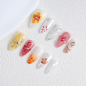 Venta al por mayor 10 piezas 100% hecho a mano acrílico prensa <span class=keywords><strong>en</strong></span> las <span class=keywords><strong>uñas</strong></span> nuevo diseño 3D flor pintada a mano 10 piezas <span class=keywords><strong>uñas</strong></span> artificiales - Product Image 3