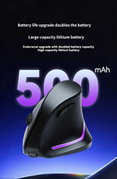 Souris verticale ergonomique rechargeable portable RGB, double mode, sans fil Bluetooth, pour ordinateur portable