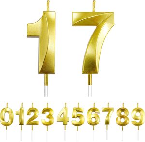 0-9 Verjaardagskaars Feestartikelen Verjaardagsdecoratie Goud Nummer Kaars Voor Jubileum Huwelijksfeest Kaarsen - Product Image 4