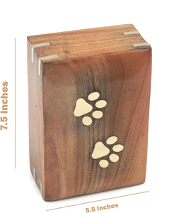 Vừa hỏa Táng bằng gỗ Pet <span class=keywords><strong>urn</strong></span>: Brass Paws dát-giữ lên đến 95lbs cho Chó & Mèo tro - Product Image 3