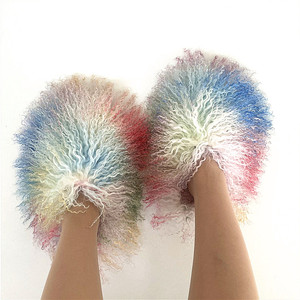 Nuove <span class=keywords><strong>Ciabatte</strong></span> di Design in Pelliccia di Pecora a <span class=keywords><strong>Pelo</strong></span> Lungo, Pantofole in Pelliccia Mongola alla <span class=keywords><strong>Moda</strong></span> - Product Image 5