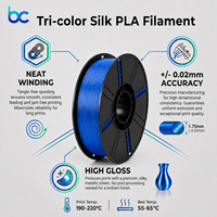 Filament PLA Soie Bicolore Becreative 1,75 mm 1 kg Haute Vitesse pour Imprimante 3D, Tiges en Plastique 190-220, Finition Métallique Brillante AMS