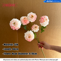 DC099 Flores Artificiales de Alta Calidad al por Mayor, 6 Cabezas de Peonías Rosas de Seda para Decoración de Bodas y Eventos