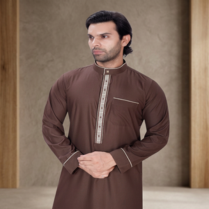Modern Regular Vintage Polyester Viscose Saudi <b>Thobe</b>-Breathable Summer Long Sleeve Floor Length <b>Men</b> Muslim Traditional Clothing - Product Image 2