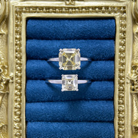 Cincin Zirkonia Kuning Laris Manis Perak Sterling S925 Potongan Asscher Cincin Minimalis Elegan Perhiasan Fashion Mewah
