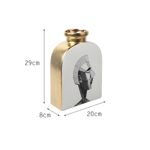 <span class=keywords><strong>Vaso</strong></span> da fiori moderno <span class=keywords><strong>in</strong></span> ceramica bianca con <span class=keywords><strong>testa</strong></span> di ritratto <span class=keywords><strong>in</strong></span> argento dorato di lusso nordico moderno - Product Image 6