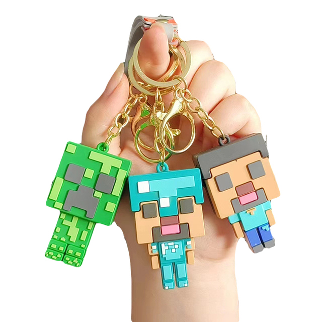 Anime Cartoon MC Mine World Eco-friendly Plastic Action Figure Q Version Mini Fidget Vinyl PVC Alloy Backpack Pendant Mycraft