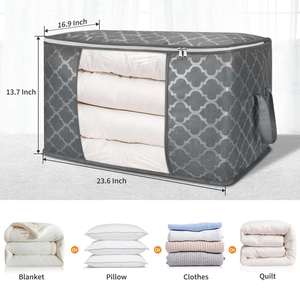 Extra <b>Large</b> Clothes <b>Storage</b> <b>Bags</b> Foldable Blanket <b>Storage</b> and Organization with Reinforced Handles & Zippers for Clothing - Product Image 2
