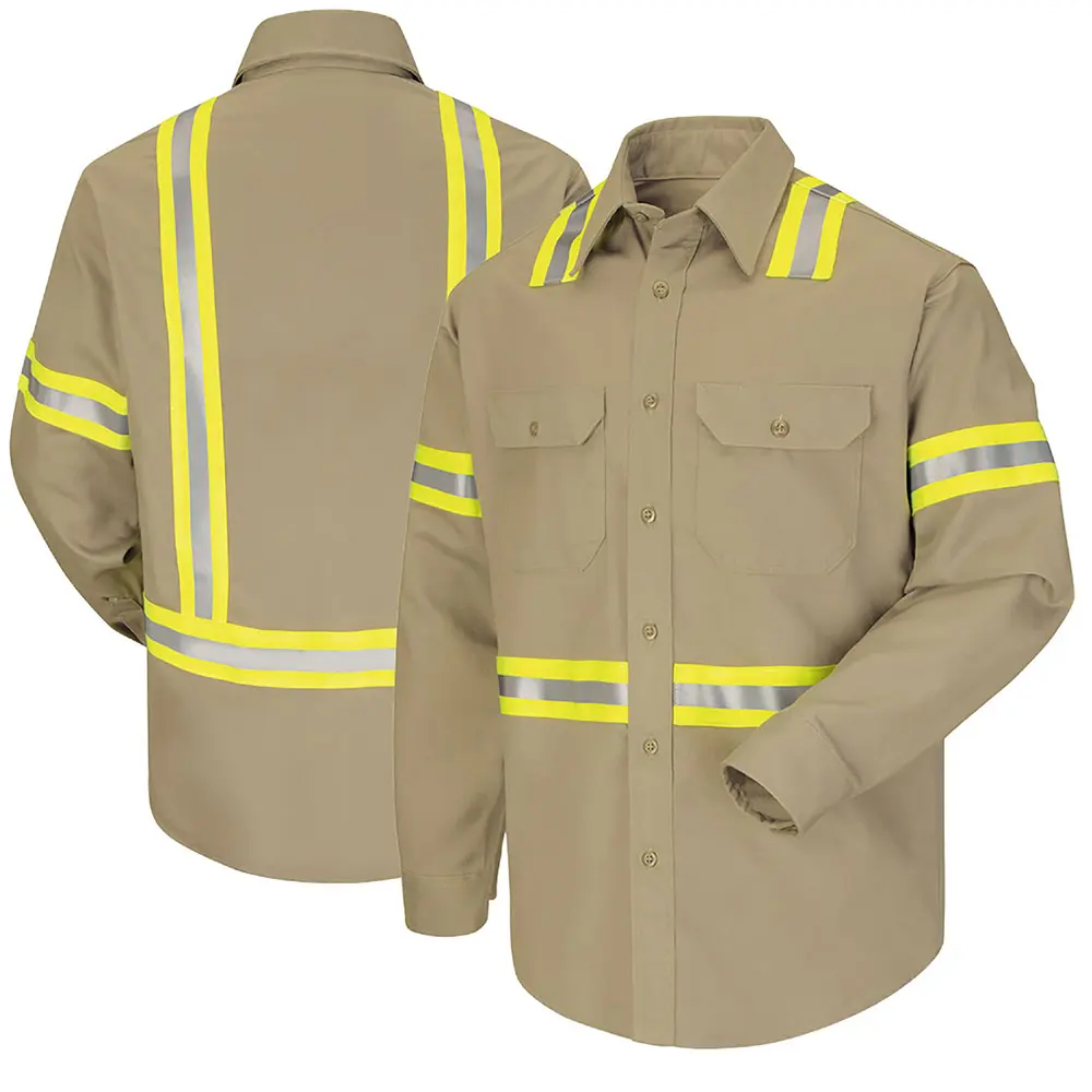 قمصان السلامة, قمصان مضادة للكهرباء الساكنة مقاومة للحريق وظيفية العمل ارتداء السلامة واقية طويلة الأكمام قمصان whit أشرطة عاكسة