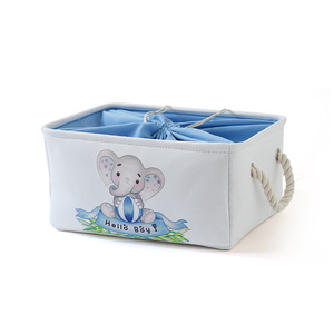 Panier à linge rose <span class=keywords><strong>en</strong></span> <span class=keywords><strong>toile</strong></span> pliable pour enfants et bébés, motif éléphant, avec poignées, pour le rangement - Product Image 4