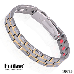 Hottime Tendance Géométrique Or et Argent Ion Négatif Titane Zircon Chaîne et Lien Unisexe Bracelet En Gros en Stock - Product Image 4