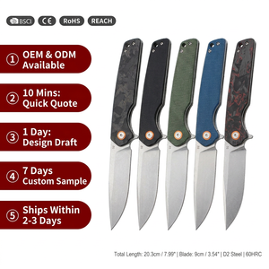 Couteau pliant GT961, lame D2, manche Mikata et fibre de carbone, couteau de poche pour extérieur, camping, chasse, survie, outils EDC - Product Image 1