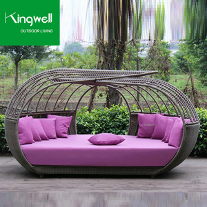 Premium <span class=keywords><strong>Hotel</strong></span> Muebles de exterior Diseño ligero de lujo con <span class=keywords><strong>Nido</strong></span> de Pájaro redondo en forma de ratán tejido Patio Jardín Daybed - Product Image 1