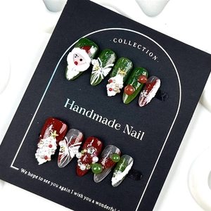 <span class=keywords><strong>Uñas</strong></span> Postizas de Lujo para Navidad, 10 Piezas, <span class=keywords><strong>Uñas</strong></span> Acrílicas Francesas Hechas a Mano, <span class=keywords><strong>Uñas</strong></span> Artificiales Reutilizables para Niñas - Product Image 1