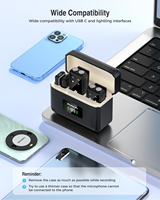Microphone sans fil, autonomie de 20 heures, mini microphone, micros doubles sans fil pour l'enregistrement vidéo, YouTube, TikTok, 164 pieds