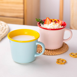 แก้วมัคพิมพ์โลโก้ แก้วกาแฟพอร์ซเลน แก้วเซรามิกสีด้านใน แก้วนมสำหรับอาหารเช้า - Product Image 5