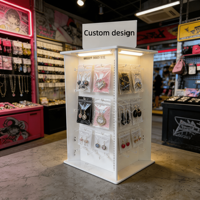 Support de présentation rotatif personnalisé en acrylique pour bijoux avec éclairage LED, présentoir de comptoir pour boucles d'oreilles pour magasin de détail