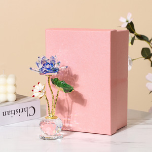 เครื่องประดับคริสตัลรูปดอกบัว K9 คริสตัลตกแต่งโต๊ะทำงานที่บ้าน ของขวัญสำหรับเพื่อนร่วมงาน - Product Image 1