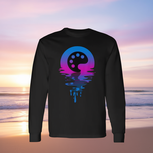 Camiseta de manga larga con estampado de paleta de pintura de atardecer retro vintage - Product Image 3