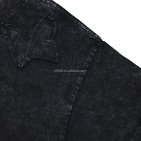 Camiseta de mezclilla personalizada para hombre, talla grande, manga corta, cuello redondo, estampado de letras con pedrería, diseño casual de algodón tejido en la espalda