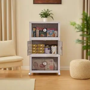 Ensemble de bacs de rangement sur roulettes Boîte de rangement pour collations Armoire de rangement amovible pliante en plastique pour vêtements