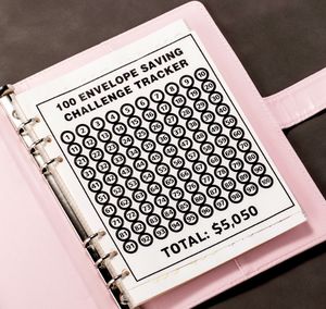 热卖52周省钱挑战聚氨酯皮革预算活页夹在100天节省5050美元套装信封挑战活页夹 - Product Image 6