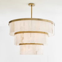 Lustre créatif en or, style nordique moderne, grand cercle en plâtre d'albâtre, éclairage luxueux pour salle à manger et banquets