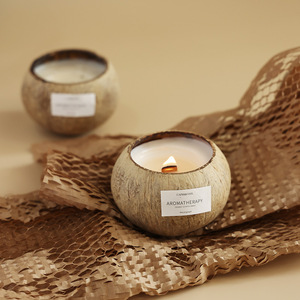 Juego de Velas Aromáticas en Caja de Coco, Cera de Soya, Aromas de <span class=keywords><strong>Gardenia</strong></span> y Lavanda, Semielaboradas, Cilíndricas, Aromaterapia, Fragancia para Dormitorio - Product Image 1