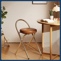 Chaises de salle à manger de style chinois moderne - Chaises pliantes en acier inoxydable avec revêtement en similicuir et coussinets doux - Chaises pliantes rustiques