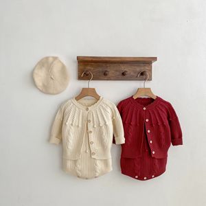 Conjunto de suéter de viscosa de color liso <span class=keywords><strong>para</strong></span> bebés, hecho <span class=keywords><strong>a</strong></span> mano, con romper de punto de burbujas y <span class=keywords><strong>abrigo</strong></span>, conjunto de dos piezas <span class=keywords><strong>para</strong></span> otoño - Product Image 3