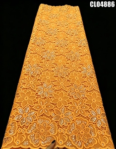 Tela de Encaje de Guipur Floral con Cordón, Lentejuelas de Lujo y Bordado de Pedrería <span class=keywords><strong>para</strong></span> Vestido de Fiesta de <span class=keywords><strong>Boda</strong></span> Nigeriano Aso Ebi - Product Image 6