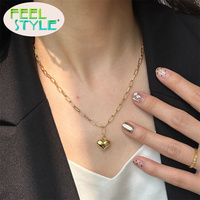 Collier pour femme en argent sterling 925 plaqué or 18 carats avec pendentif cœur en zircon, chaîne fine et élégante, style tendance