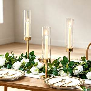 gold <b>candle</b> <b>holder</b> with glass hurricane <b>floating</b> <b>candle</b> <b>holders</b> for table & shelf display party hurricane glass cylinders - Product Image 6