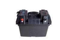 Boîtier de batterie marin portable 12V avec voltmètre USB, connecteur 50A et prise allume-cigare pour bateau, camping-car, moteur de pêche à la traîne