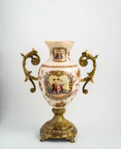 Toptan altın tasarım büyük tall pirinç porselen yemek masası çiçek düzenleme özbek seramik vazo antika dekor