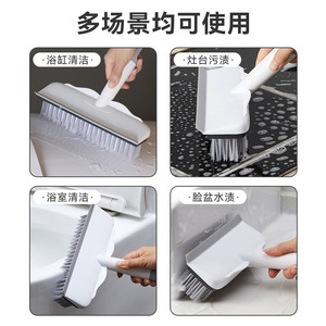 Handheld Long Handled Floor Brush Hard Bristle Durable For Floor Cleaning White Plastic - Product Image 5
