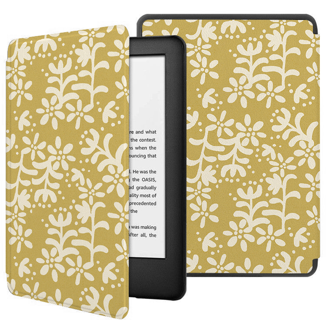 For Kindle Paperwhite 10/11/12th Custom Print PU Leather Tablet Protective Cases Magnetic Back With Handle Strap