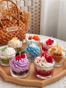 Bougie artisanale en cire de soja dans un bocal en verre, forme cylindrique, parfumée, écologique, idéale pour les fêtes, style cornet de glace LANJO DIY, luxe - Product Image 2